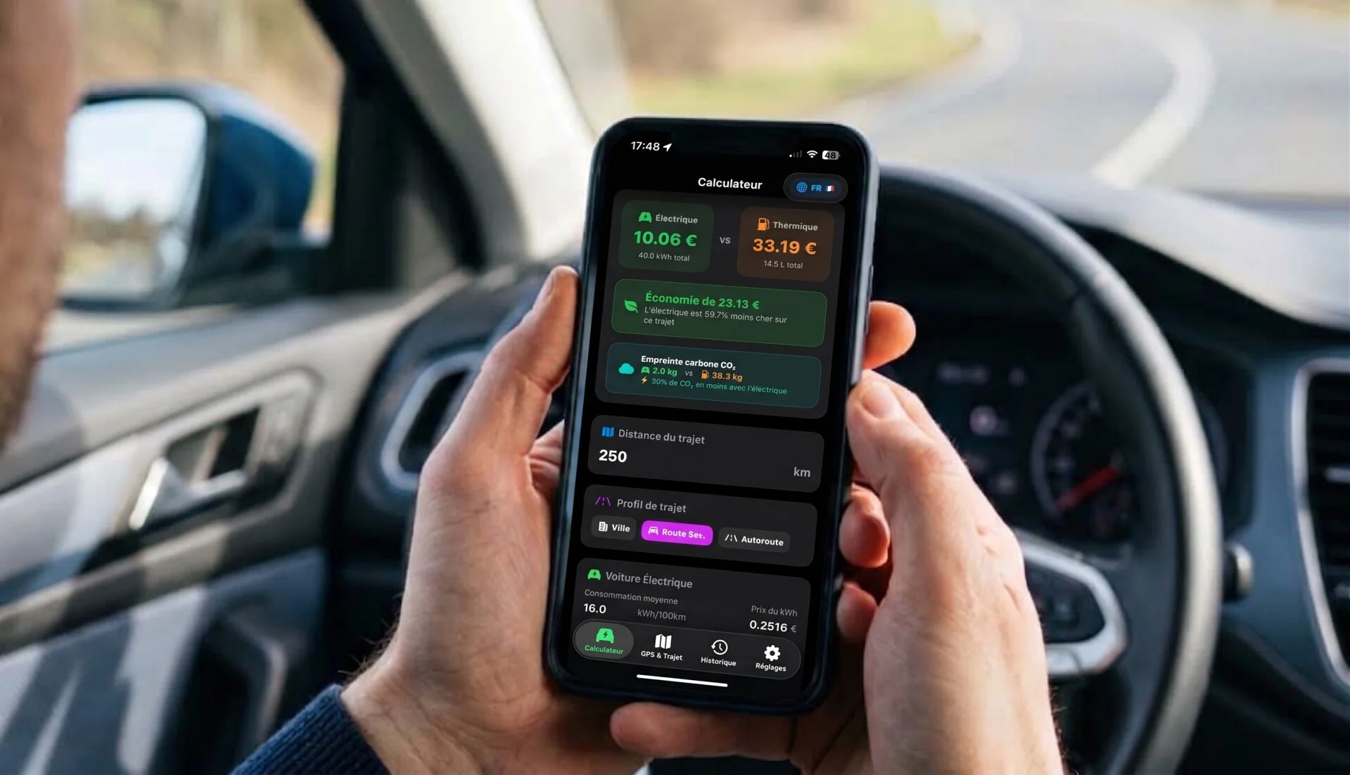 Application Coût trajet sur iPhone